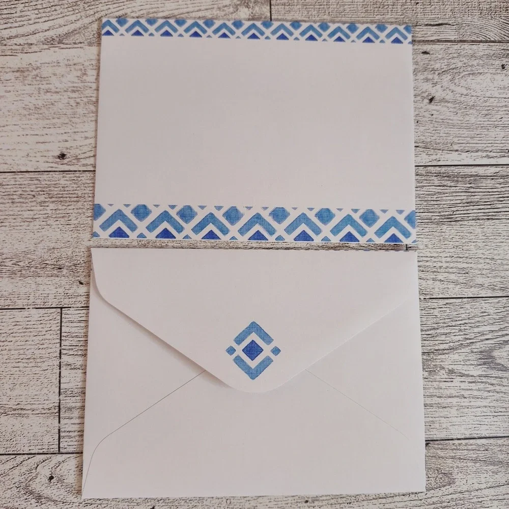 Just a Note Stationery Cards with Envelopes Blue‎ Design Blank Inside Set of 3